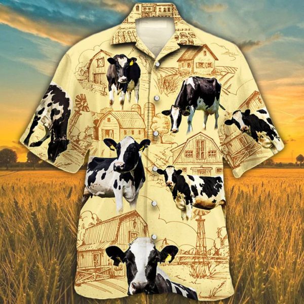 Holstein Friesian Cattle Farm Cow Hawaiian Shirt For Men, Women Jezsport.com