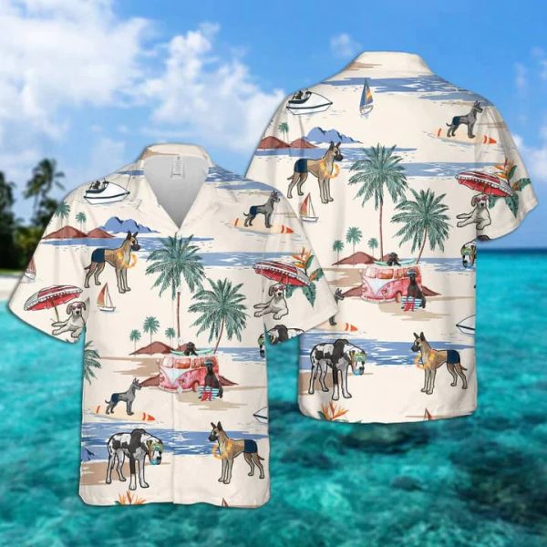 Great Dane Summer Beach Hawaiian Shirt For Men Jezsport.com