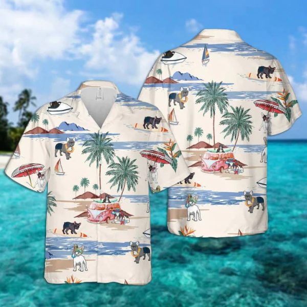 French Bulldog Summer Beach Hawaiian Shirt For Men Jezsport.com