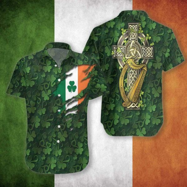 Irish St Patrick's Day Shamrock Hawaiian Shirt Jezsport.com