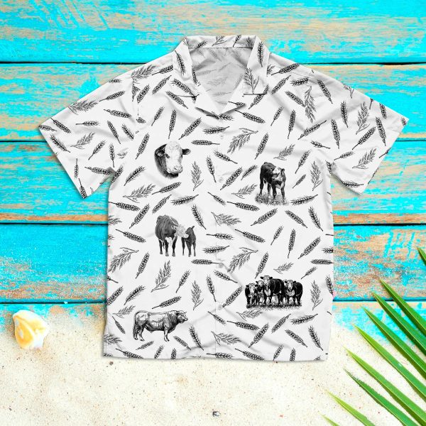 Hereford Cattle Pattern Hawaiian Shirts For Men Women Jezsport.com