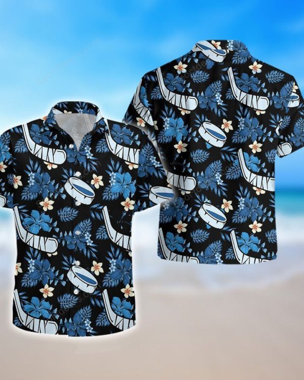 Hockey Floral Tropical Pattern Hawaiian Shirt For Men Jezsport.com