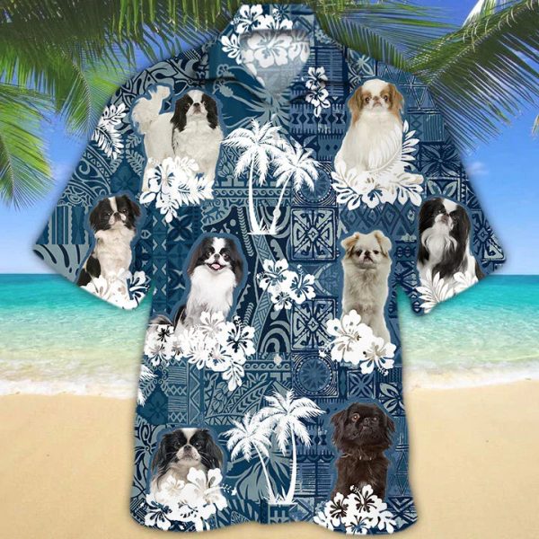 Flower Dog Japanese Chin Hawaiian Shirt For Men Women Jezsport.com