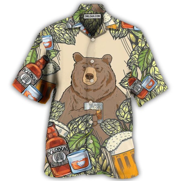 Bear I Drink Bourbon - Hawaiian Shirt Jezsport.com