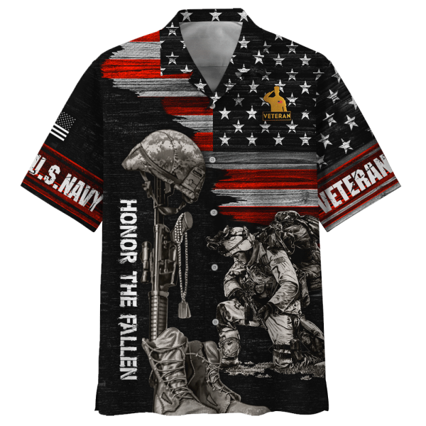 Navy Soldier And Gun Honor The Fallen U.S Navy Veteran Hawaiian Shirt Jezsport.com