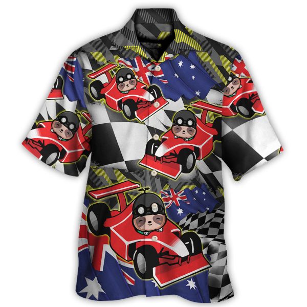 Sloth Racing Formula One Car Racing Australian Vibe - Hawaiian Shirt Jezsport.com