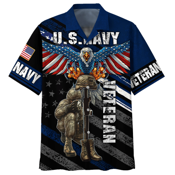 Navy Eagle With Soldiers And Guns Veteran U.S Navy Hawaiian Shirt Jezsport.com