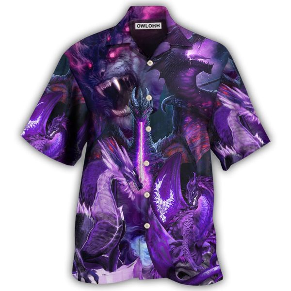 Dragon Dark Purple Lightning Art Style - Hawaiian Shirt Jezsport.com