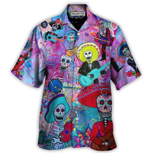 Guitar Day Of The Dead Sugar Skull - Hawaiian Shirt Jezsport.com