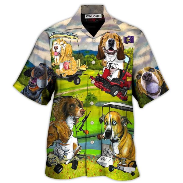 Golf Dog Driving Golf Cart Art Style - Hawaiian Shirt Jezsport.com