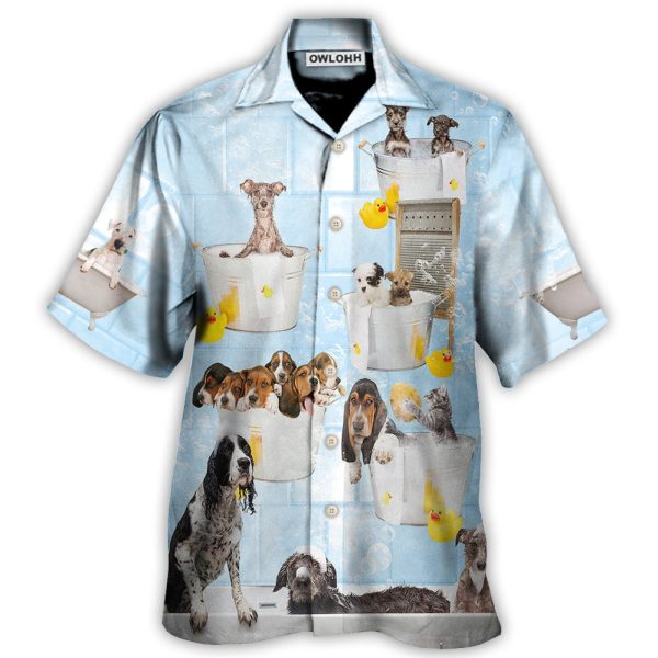 Dog Grooming Shower Happy In Bathroom - Hawaiian Shirt Jezsport.com