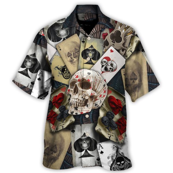 Skull Gambling Card Retro Art - Hawaiian Shirt Jezsport.com