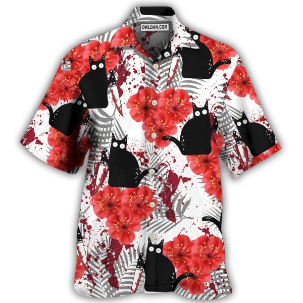 Black Cat Blood Stains - Hawaiian Shirt Jezsport.com