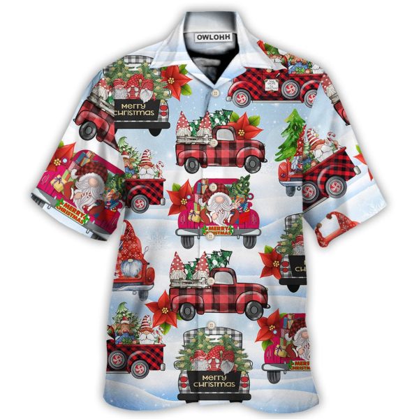 Gnome And Christmas Truck Merry Xmas - Hawaiian Shirt Jezsport.com