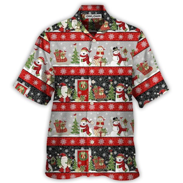 Christmas Santa Claus And Snowman Happy Xmas - Hawaiian Shirt Jezsport.com