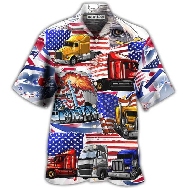 Truck USA Flag Independence Day - Hawaiian Shirt Jezsport.com