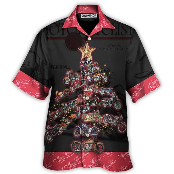 Christmas Motorcycle Tree Retro Style - Hawaiian Shirt Jezsport.com