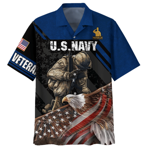 Navy The Soldier With The Eagle Veteran U.S Navy Hawaiian Shirt Jezsport.com