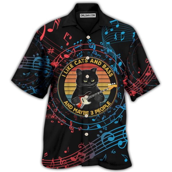 Guitar I Like Cats And Bass - Hawaiian Shirt Jezsport.com