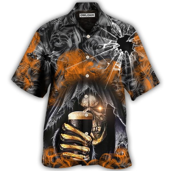 Skull Dark Drinking Orange Smoke Lighting - Hawaiian Shirt Jezsport.com