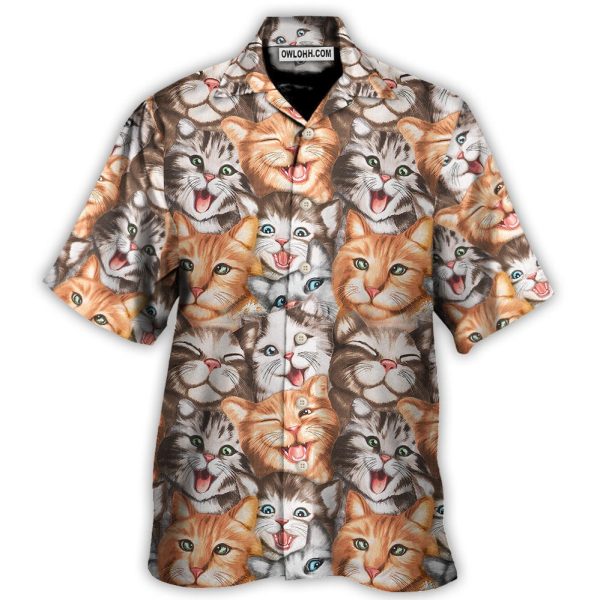 Cat Cute Happy Life With Funny Little Cat - Hawaiian Shirt Jezsport.com