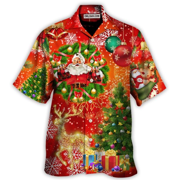 Christmas Santa Claus Drinking Christmas Tree Red Light - Hawaiian Shirt Jezsport.com