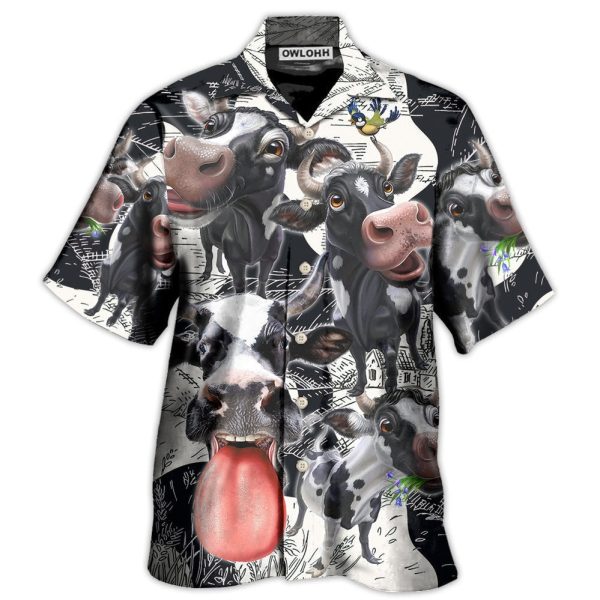 Cow Funny Dairy Cow Happy Life In The Farm - Hawaiian Shirt Jezsport.com