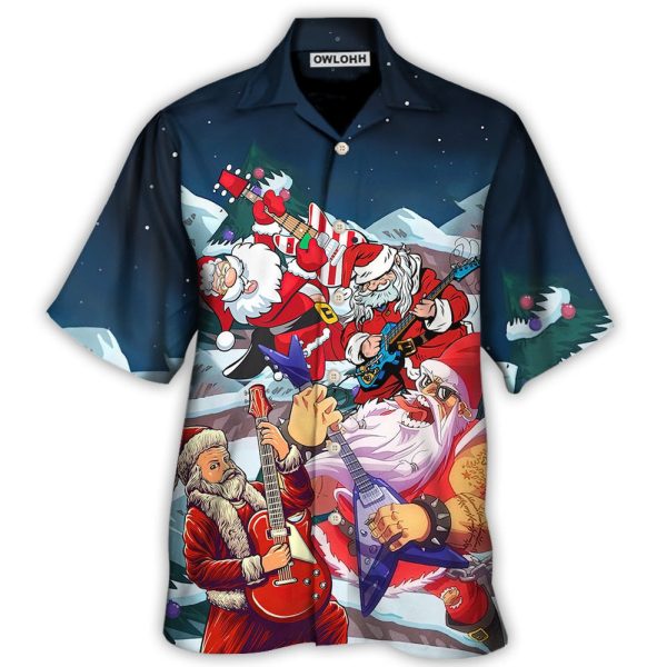 Christmas Santa With Electric Guitar - Hawaiian Shirt Jezsport.com