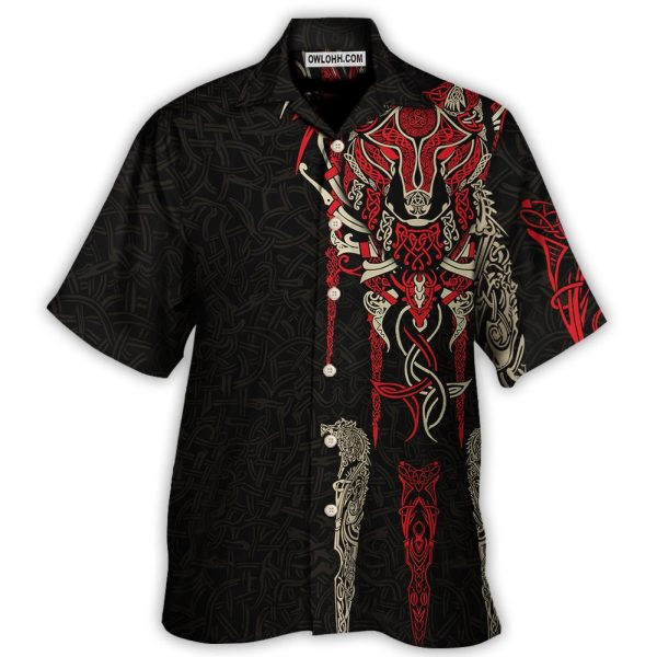 Viking Fenrir Wolf Head Norse Celtic - Hawaiian Shirt Jezsport.com