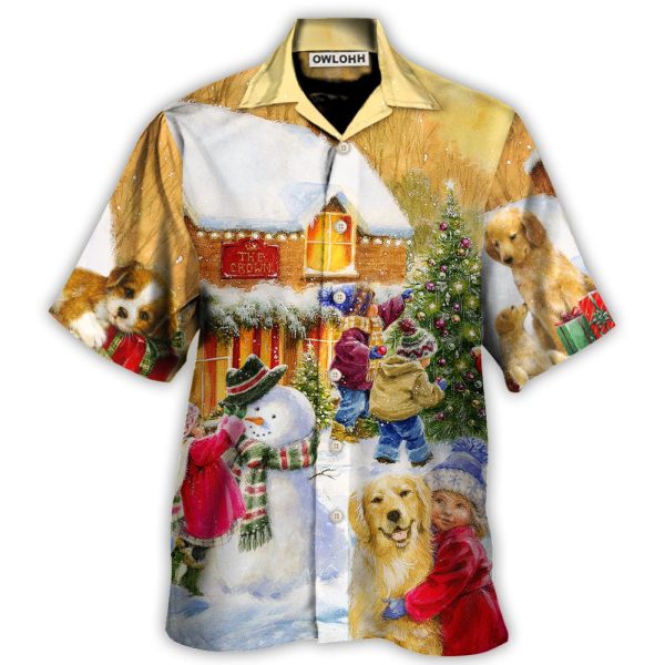 Christmas Children And Animals Love Christmas In The Town Art Style - Hawaiian Shirt Jezsport.com