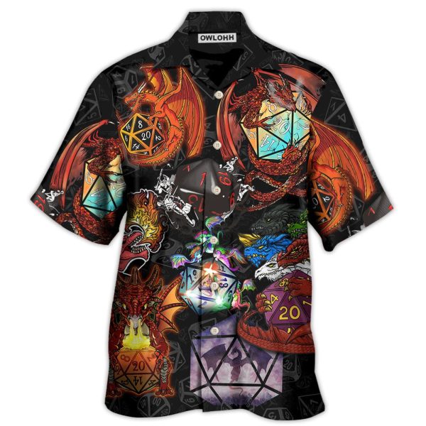 D20 And Fire Dragon Art - Hawaiian Shirt Jezsport.com