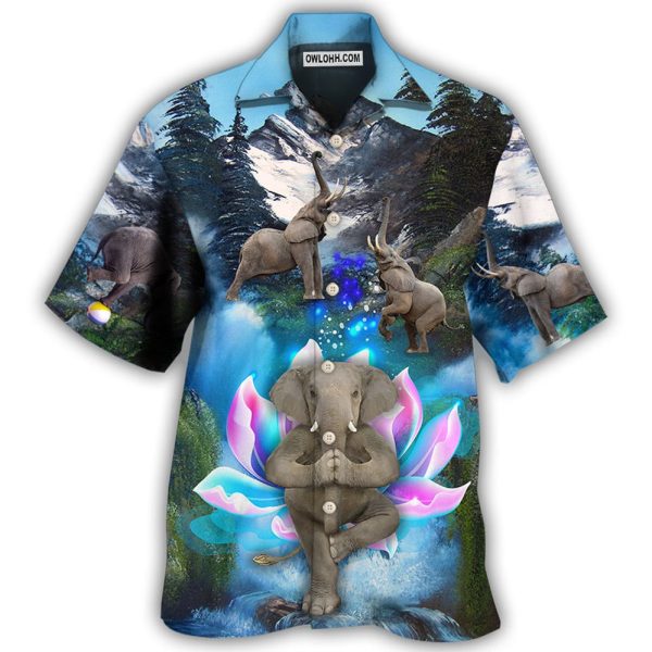 Elephant Yoga Pose On The Waterfall - Hawaiian Shirt Jezsport.com