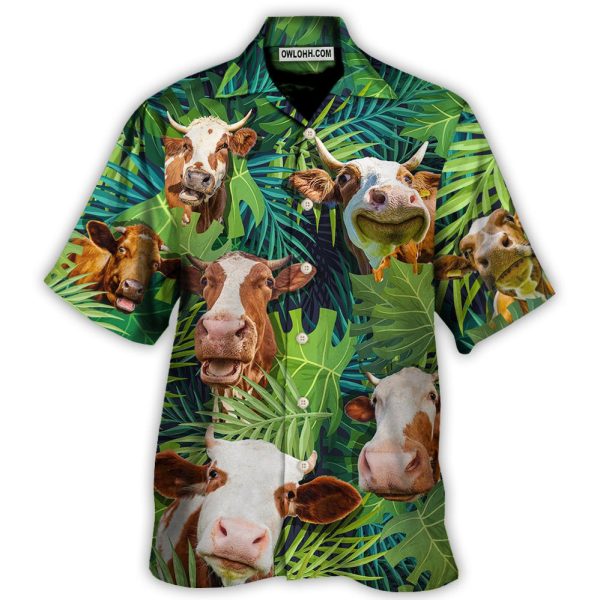 Cow Face Troll Funny Lover Cattle Tropical Style - Hawaiian Shirt Jezsport.com