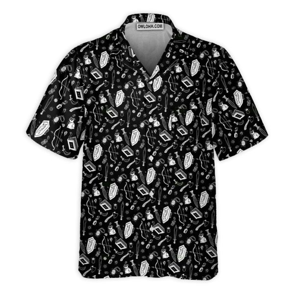 DnD Items Black And White - Hawaiian Shirt Jezsport.com