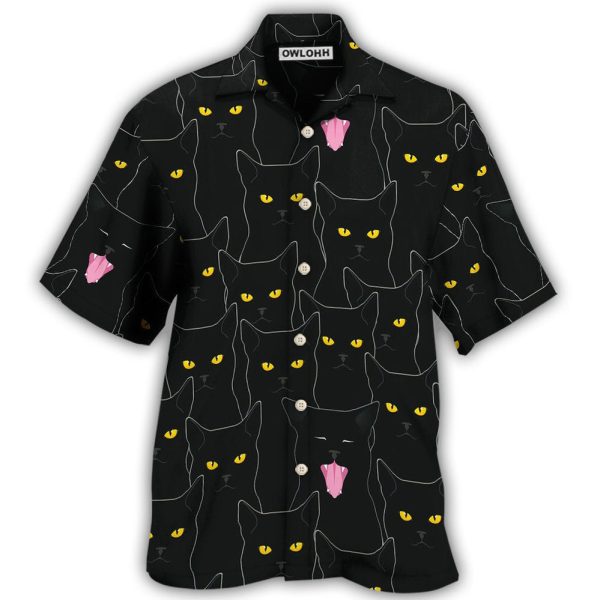 Black Cat Lovely Looking At You - Hawaiian Shirt Jezsport.com