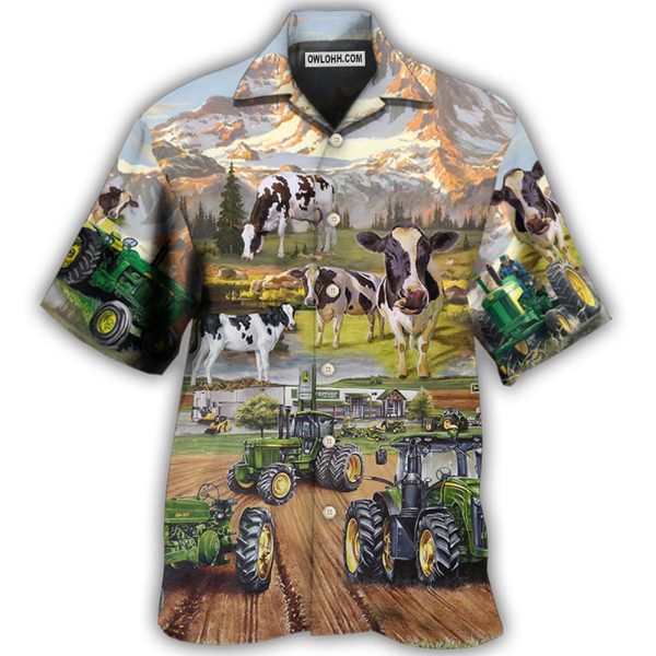 Tractor And Cow Farm Lover - Hawaiian Shirt Jezsport.com