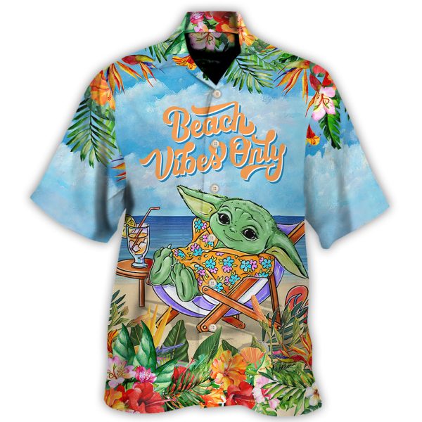 SW Cartoon Baby Yoda Beach Vibes Only - Hawaiian Shirt Jezsport.com