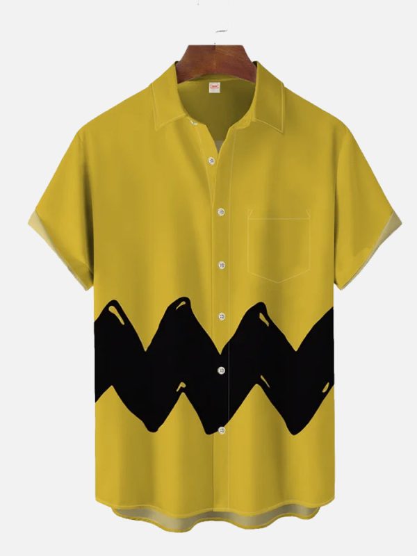 Cosplay Retro Cartoon Image Yellow And Black Hawaiian Shirt Jezsport.com