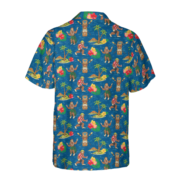 Royal Blue Tropical Aloha Tribal Bigfoot Shirt Hawaiian Shirt Jezsport.com