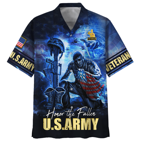 Honor The Fallen U.S.Army Blue Hawaiian Shirt Jezsport.com