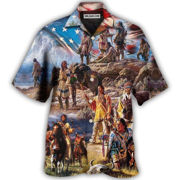 Native American Independence Day American Flag - Hawaiian Shirt Jezsport.com