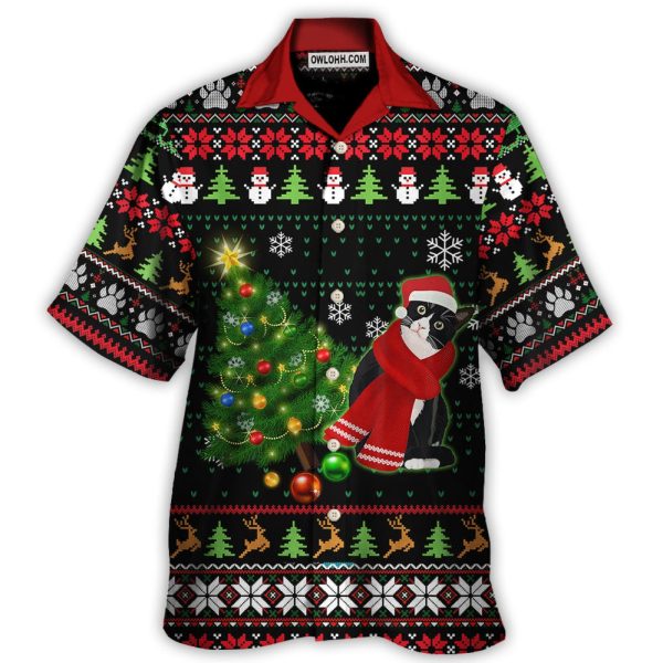 Cat Wreck The Tree Happy Ugly Style Christmas - Hawaiian Shirt Jezsport.com