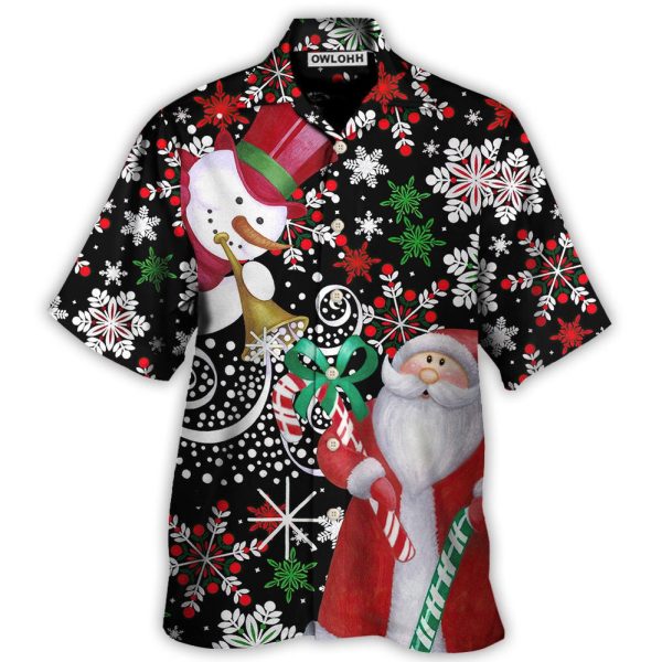 Christmas Snowyday With Santa And Snowman - Hawaiian Shirt Jezsport.com