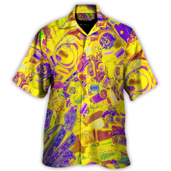 Embroidery Sewing Tailor Spool Vintage Retro Yellow Knitting - Hawaiian Shirt Jezsport.com