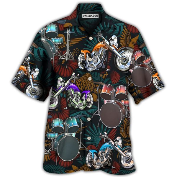 Drum I Like Drums And Motorcycles - Hawaiian Shirt Jezsport.com