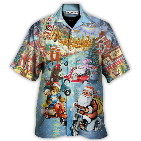 Christmas Santa And Animal Driving Scooter - Hawaiian Shirt Jezsport.com