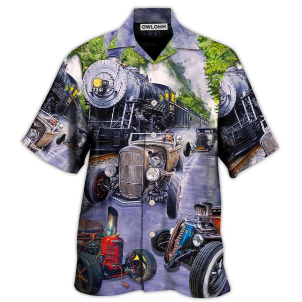 Hot Rod Racing Train Cool Art Style - Hawaiian Shirt Jezsport.com