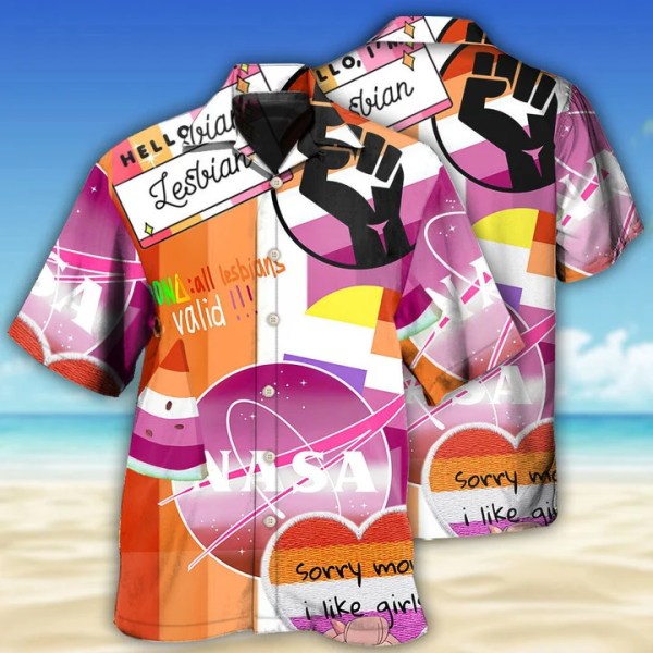 LGBT Lesbian Sorry Mom I Like Girls Genderfluid Hawaiian Shirt Jezsport.com