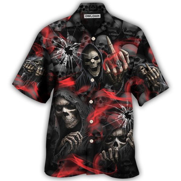 Skull Dark Red Smoke - Hawaiian Shirt Jezsport.com