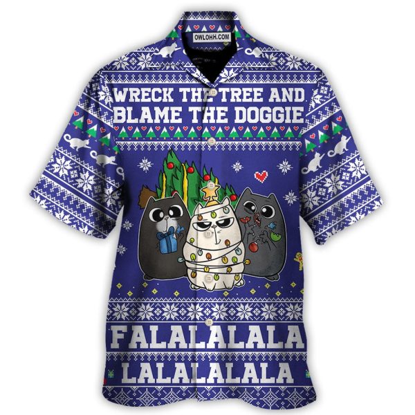 Cat Wreck The Tree Meowy Christmas Style - Hawaiian Shirt Jezsport.com